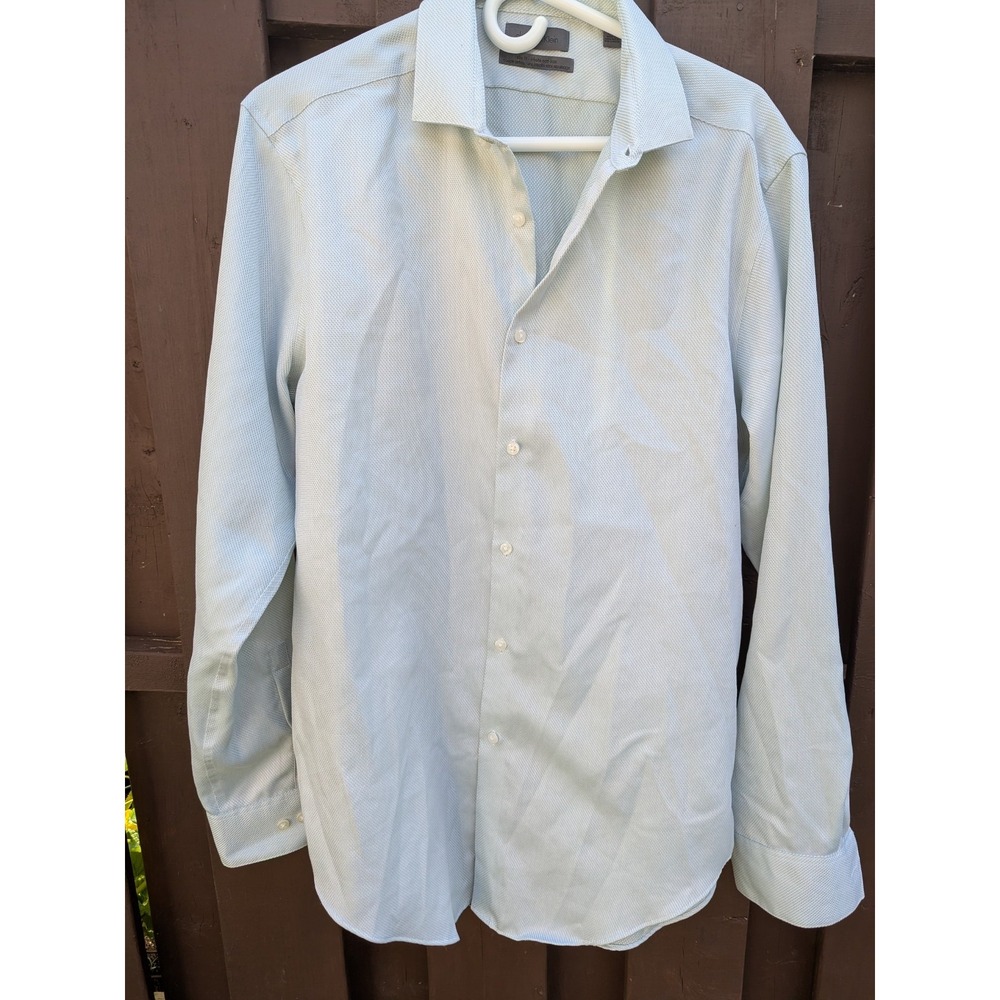 CALVIN KLEIN Slim Fit Mens Shirt Light Green Long Sleeve Size 16 1/2 34/35 L EUC